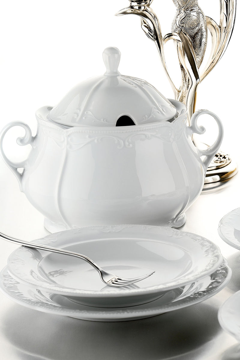 KUTAHYA PORCELAINE CAPRICE parca yemek takimi Service de table crème 12 personnes 83 pièces