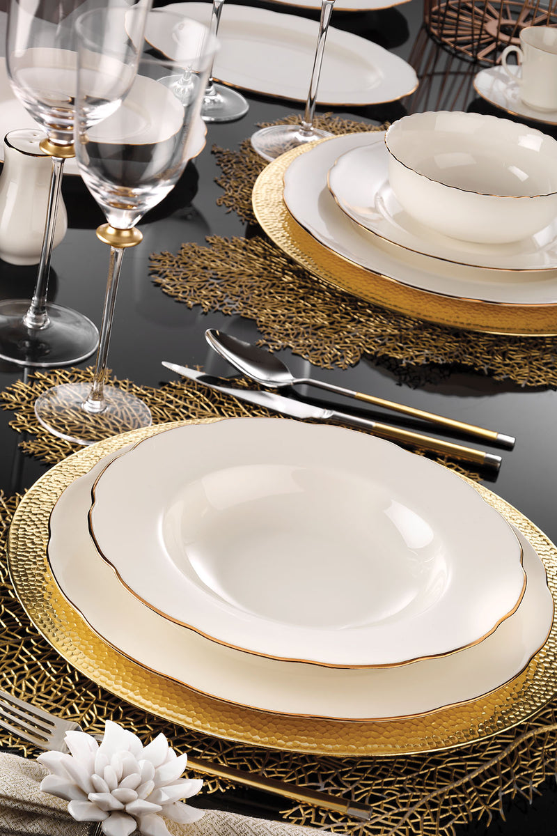 KUTAHYA PORCELAINE OLYMPOS Service liseré doré de table 12 personnes 80 pièces - 80 Parça 12 kisilik yemek takimi gold