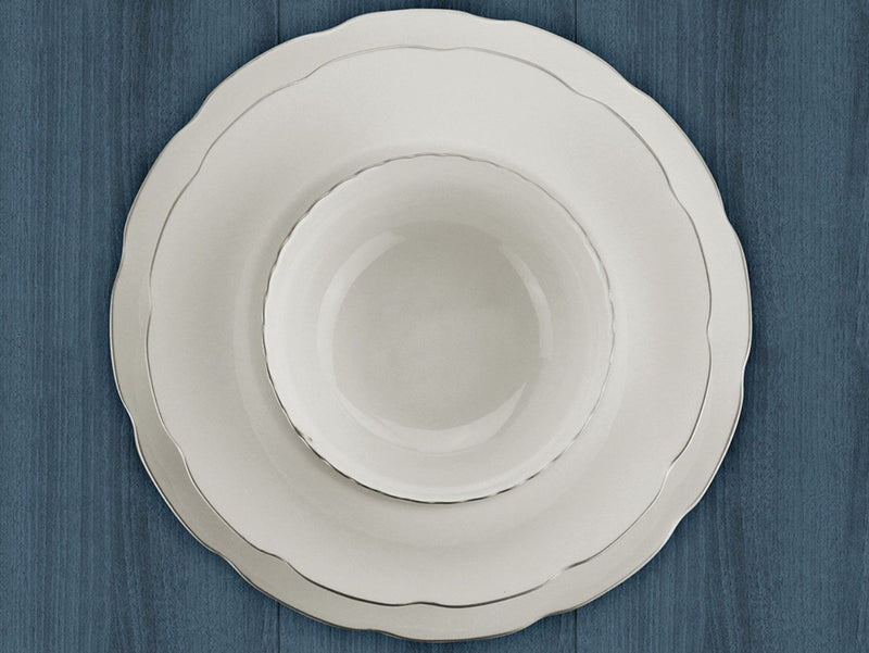 KUTAHYA PORCELAINE BONE OLYMPOS liseré argenté Service de table 6 personnes 24 pièces - 24 Parca 6 kisilik yemek takimi silver