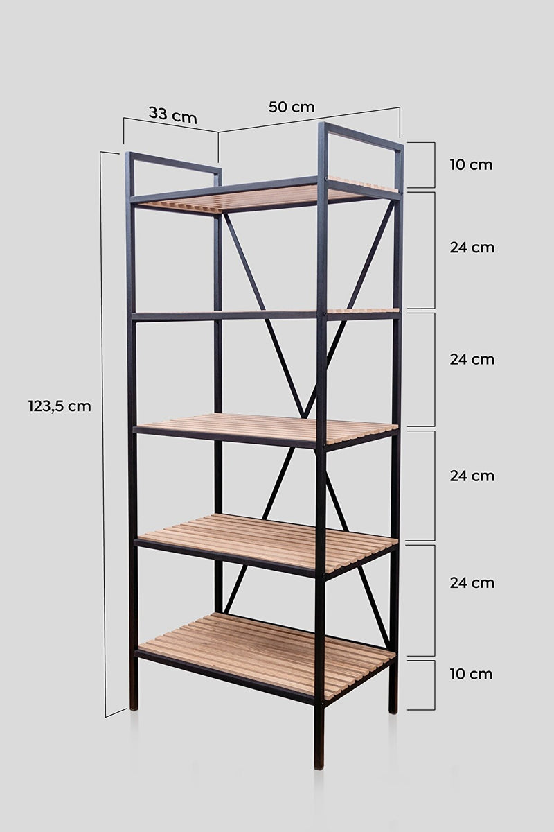 MUDESA Étagère multifonctionnelle décorative à 5 étages métal et bois