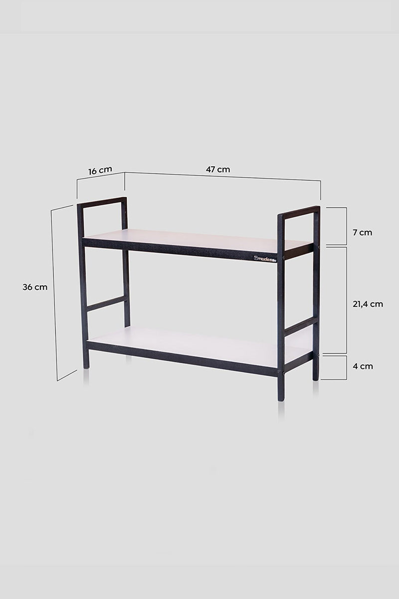 MUDESA Étagère de rangement à 2 étages en métal et bois blanc