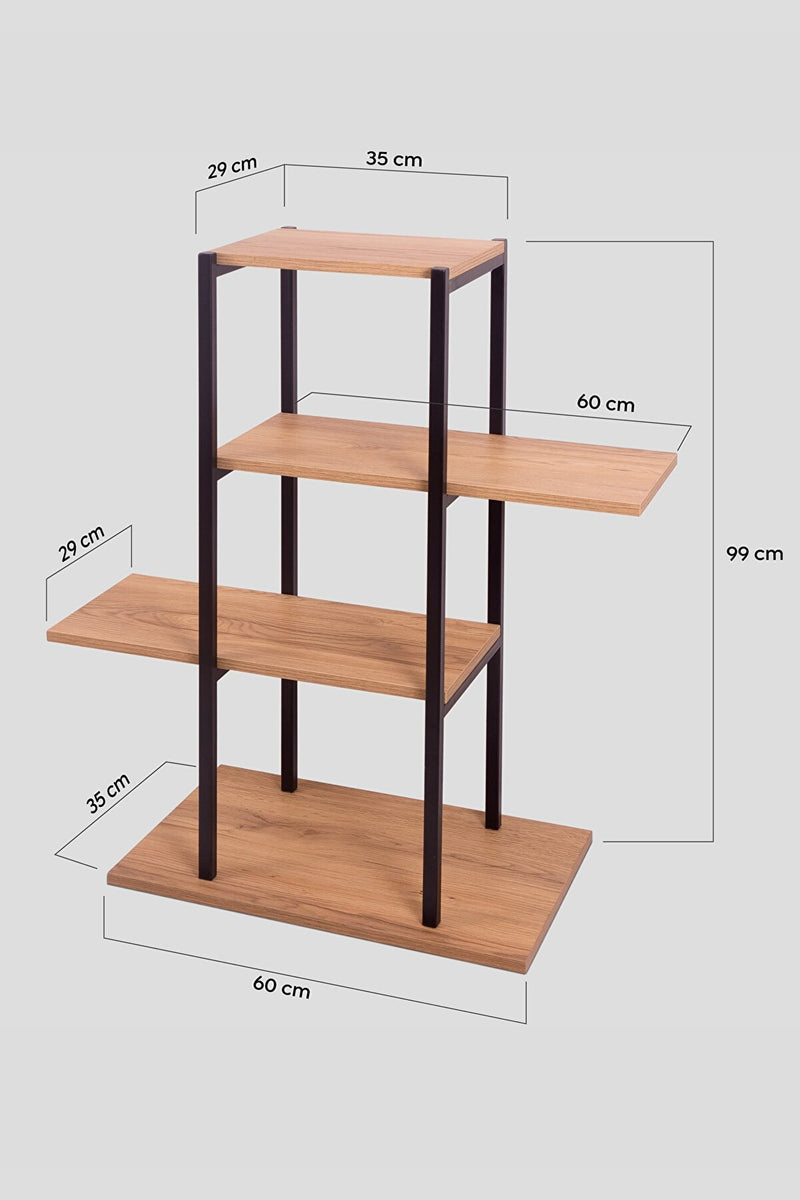 MUDESA Étagère décorative à 4 niveaux en métal et bois