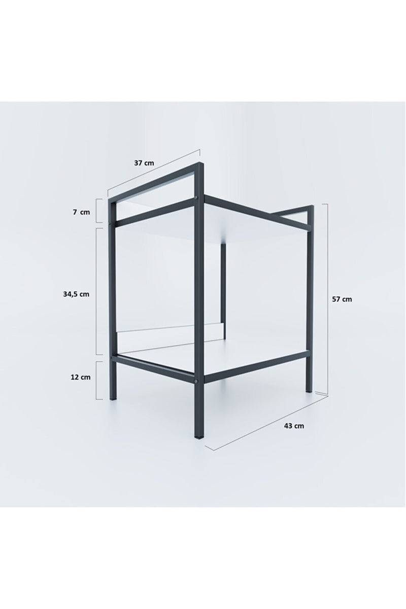 MUDESA Table de chevet moderne en métal et bois blanc