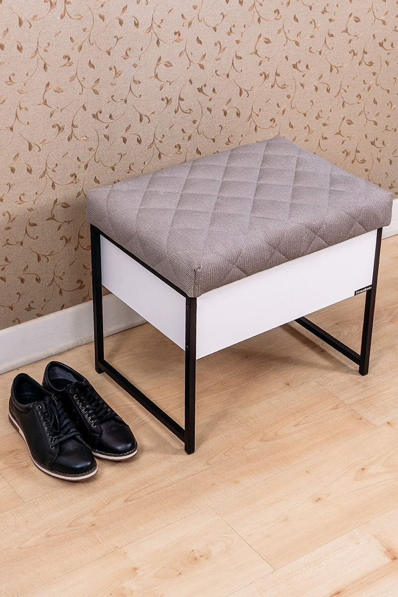 MUDESA Banquette à chaussure avec coffre noir et blanc