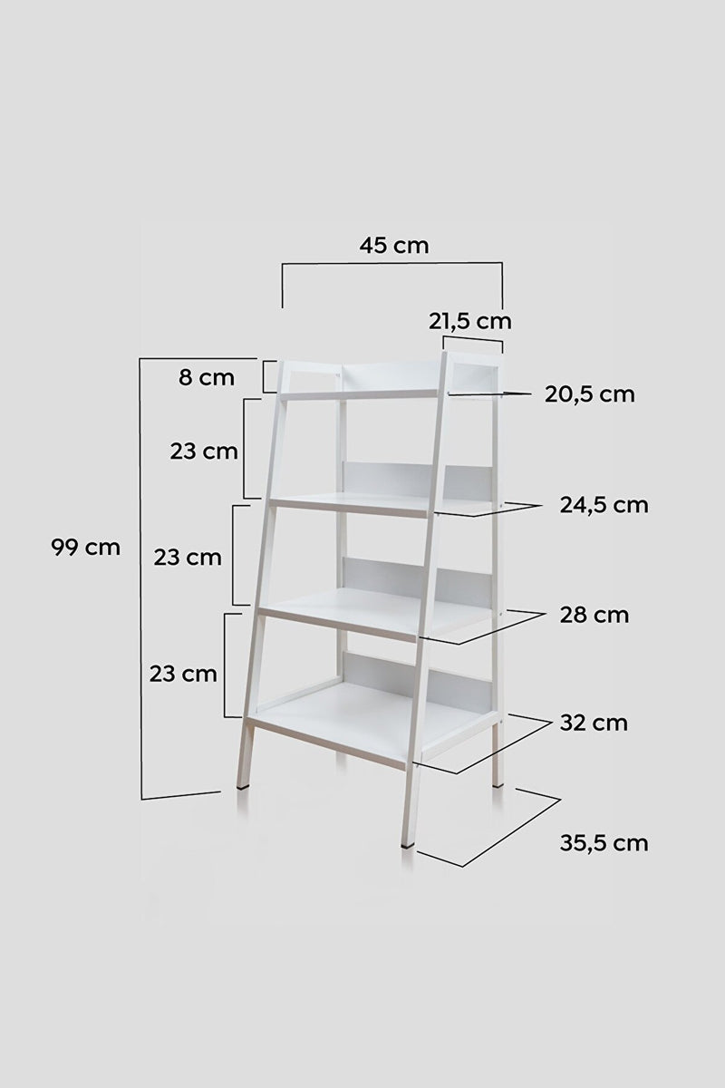 MUDESA Meuble en métal blanc ouvert conique polyvalent à 4 étagères