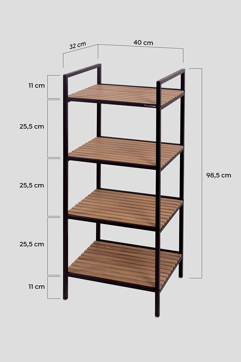 MUDESA Étagère de salle de bain multifonctionnelle décorative à 4 étages métal et bois