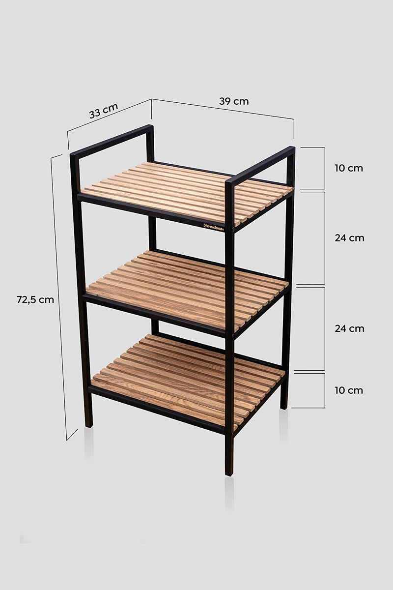 MUDESA Étagère multifonctionnelle décorative à 3 étages métal et bois