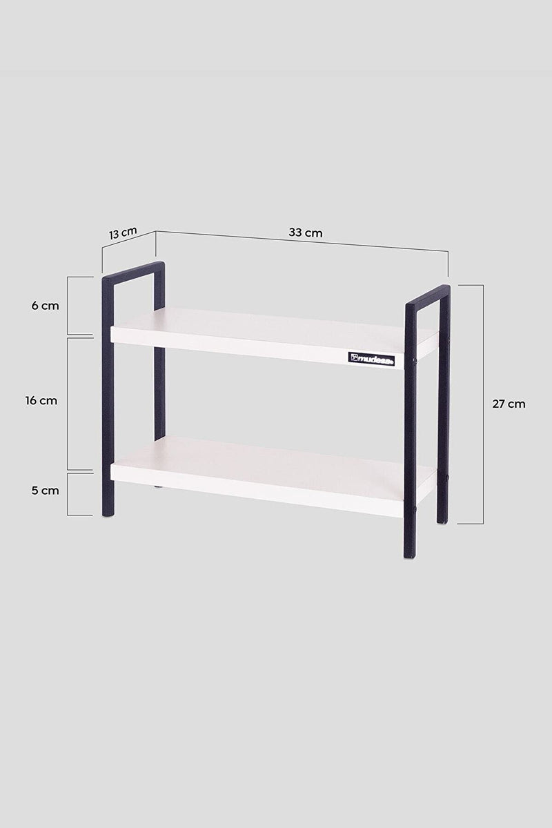 MUDESA Étagère de rangement à 2 étages en métal et bois blanca