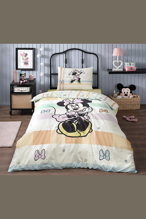 ÖZDILEK MINNIE MOUSE HAPPY  Disney Parure de lit renforcé enfant 1 personne ÖZDILEK MINNIE MOUSE HAPPY Tek kişilik Disney lisanslı çocuk ranforce nevresim takımı ÖZDILEK MINNIE MOUSE HAPPY Disney Kinderbettwäschegarnitur 1 Person 