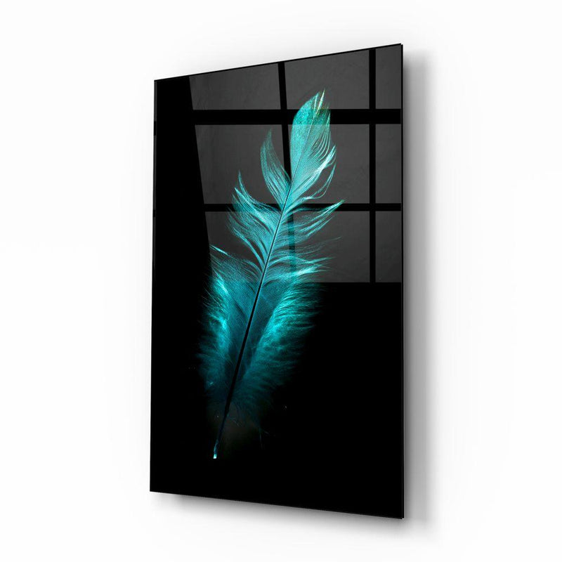 Tableau en verre - Plume verte