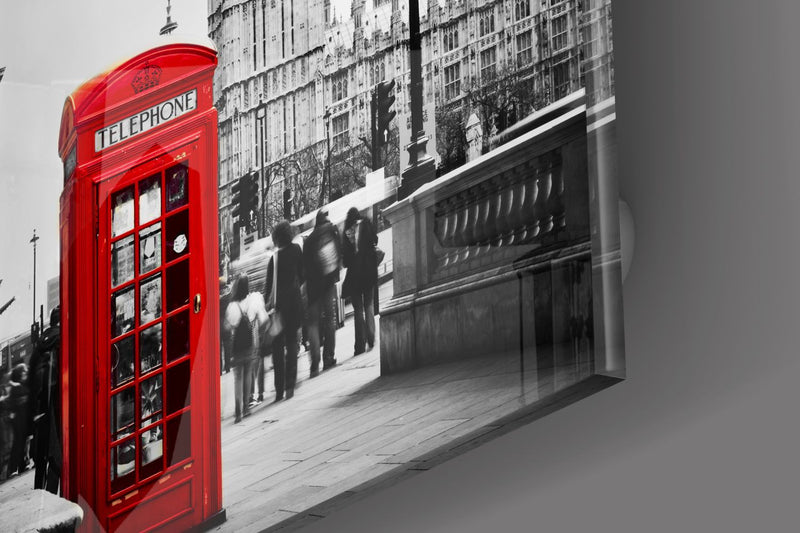 Tableau en verre - Londres Cabine téléphonique et Big Ben (Tour Grande Cloche)