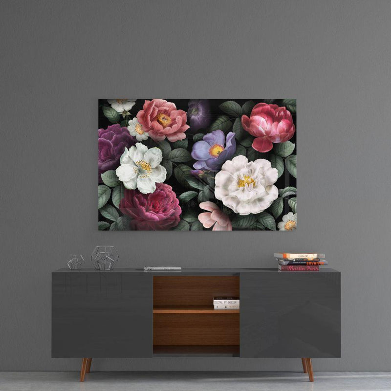 Tableau en verre - Floral Fleurs multicolores