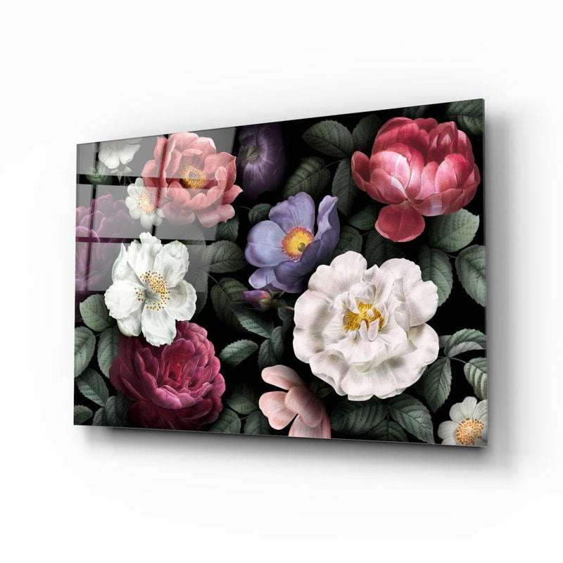 Tableau en verre - Floral Fleurs multicolores