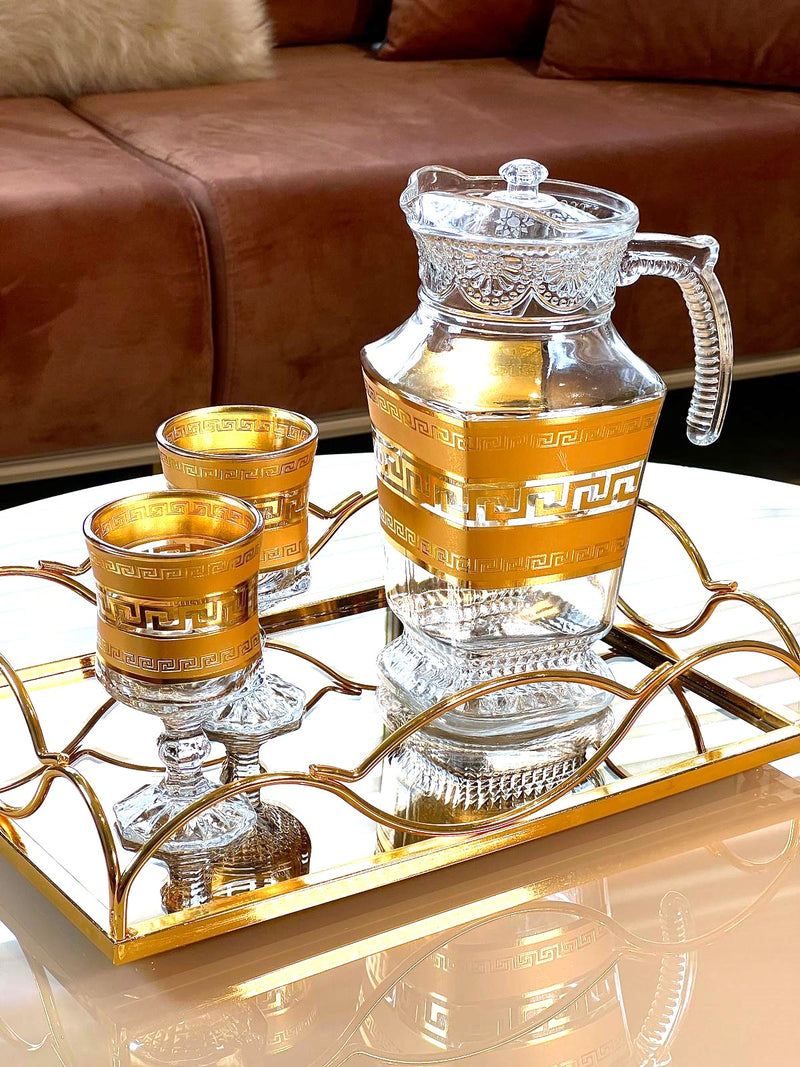 TREND HOME GOLD Set de 6 verres à pied avec carafe