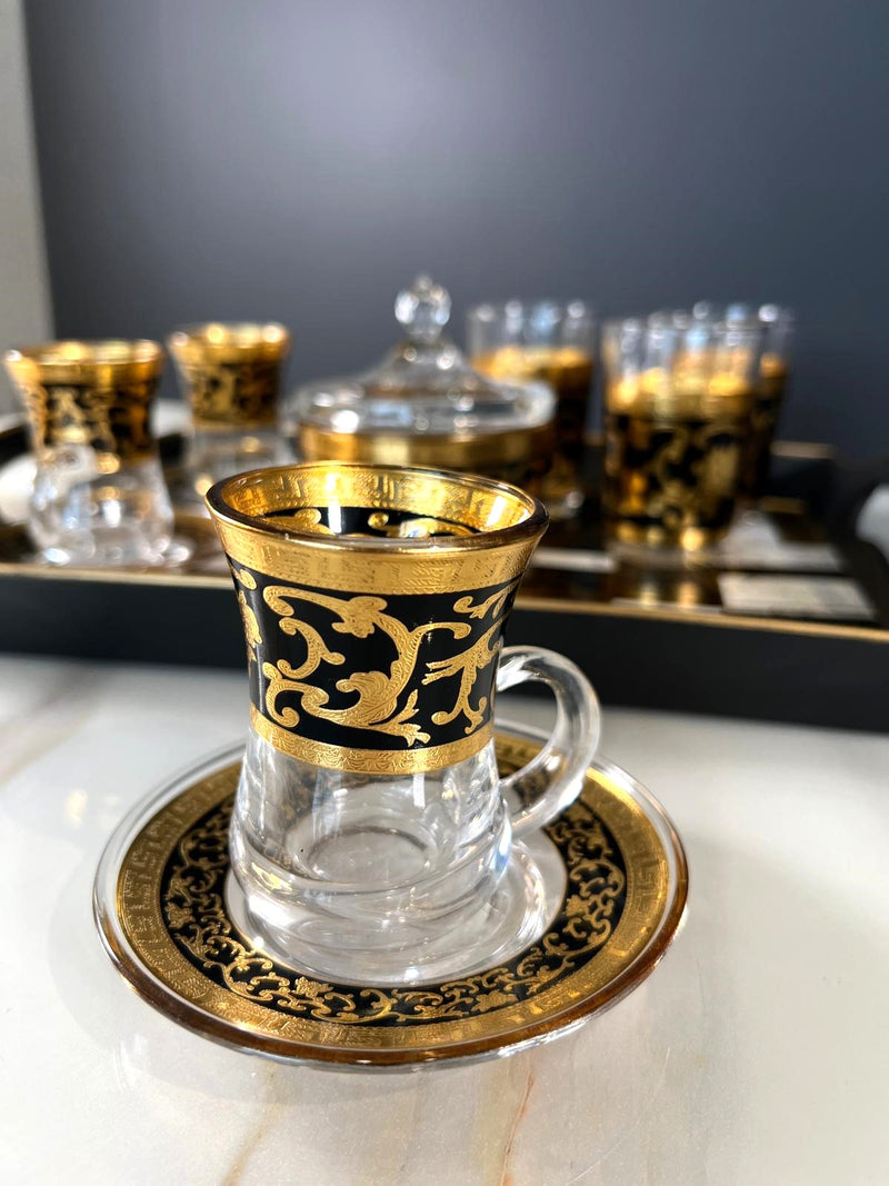 TREND HOME ORIENT GOLD Set de 12 verres avec sucrier 20 pièces