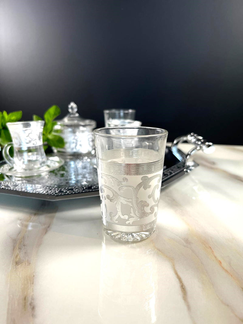 TREND HOME ORIENT ARGENT Set de 12 verres avec sucrier 20 pièces