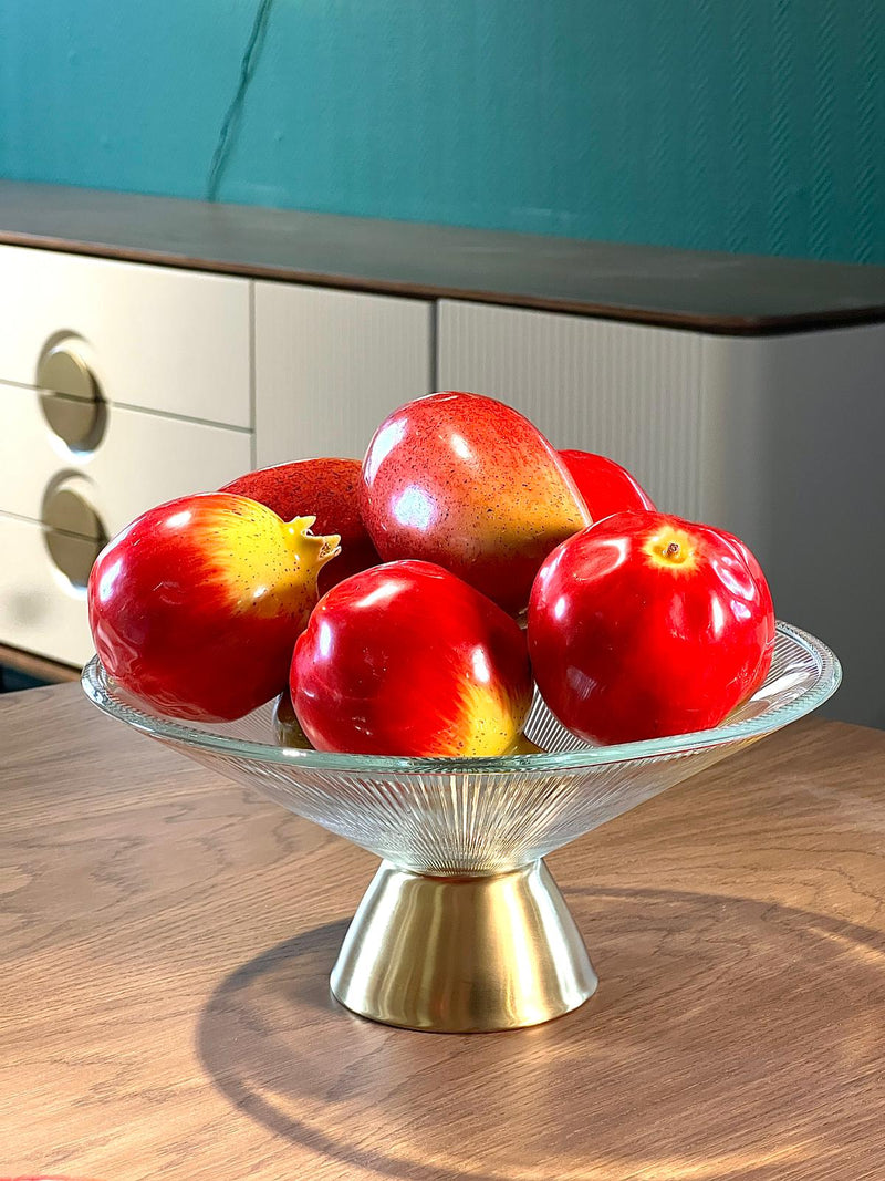 ﻿TREND HOME CONE Platzteller aus Glas mit vergoldetem Fuß